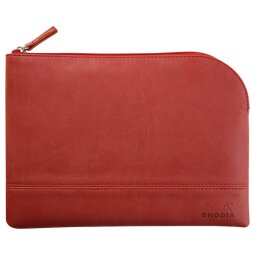 Rhodiarama pochette zippée en simili cuir - taille M (16x22 cm) - Nacarat