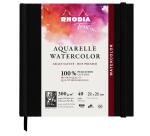 Rhodia Touch Watercolor Book, papier 100% coton grain satiné 300g - 21x21 cm, 40 pages - Noir