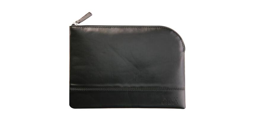 Rhodiarama pochette zippée en simili cuir - taille M (16x22 cm) - Noir