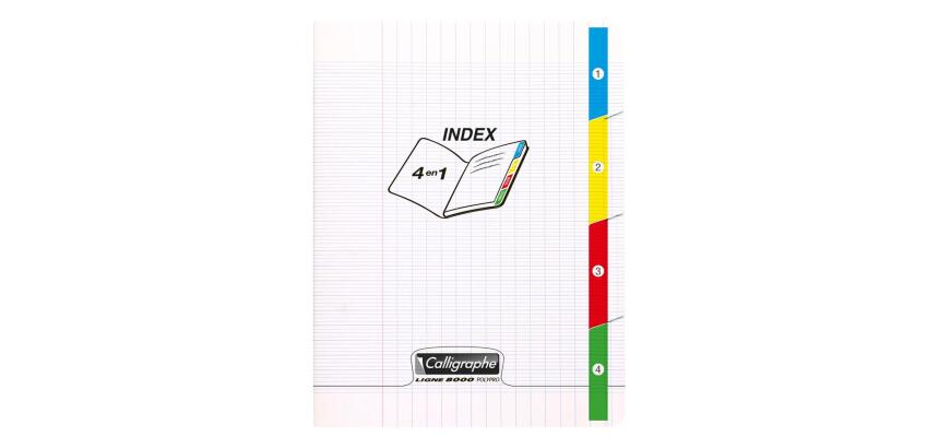 Cahier 4 index piqué 8000 POLYPRO17x22 cm 140 pages grands carreaux 90 g - Incolore