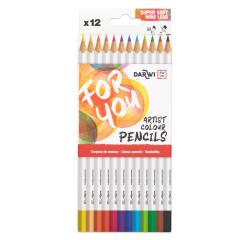 Darwi For You boite de 12 crayons de couleur standards - Assortiment