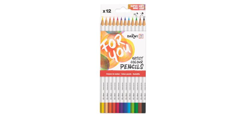 Darwi For You boite de 12 crayons de couleur standards - Assortiment
