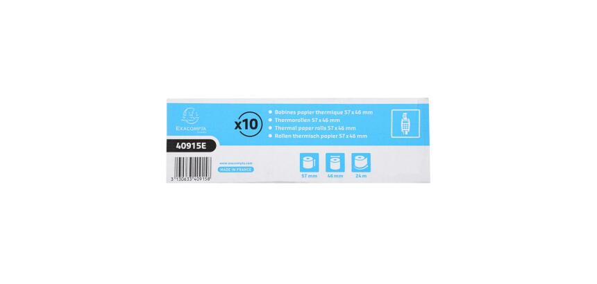 Bobinas térmicas para terminales de pago (impresión en el reverso) - 1 Pliegue térmico - 55 g/m2 - Blanco