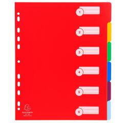 Tabbladen in stevige Ondoorzichtige PP - 6 tabs - A4 maxi - Geassorteerd