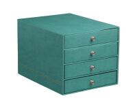 Rhodiarama trieur 4 tiroirs simili cuir italien 24,8x32,7x22,8 cm - Eau