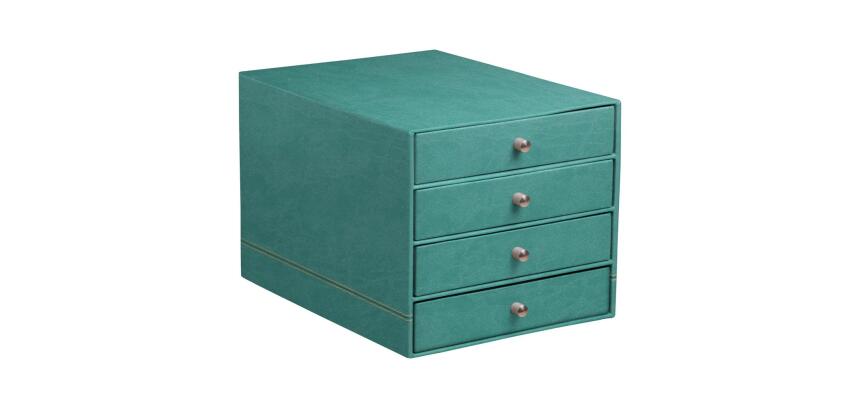 Rhodiarama trieur 4 tiroirs simili cuir italien 24,8x32,7x22,8 cm - Eau