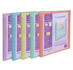 Classeur 4 anneaux 15mm polypropylène Kreacover Pastel - A4 - Couleurs assorties