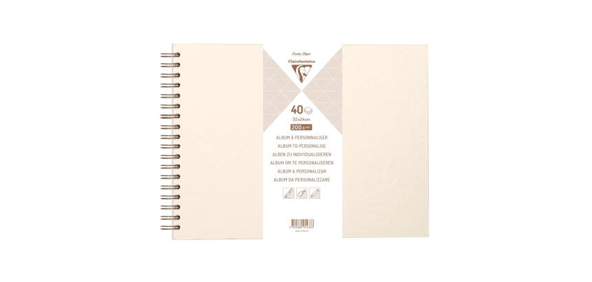 Album à personnaliser de 40 feuilles 200g/m2 au format 32x24cm - Ivoire irisé