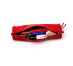 CUIR TEINTE Trousse ronde Ø5,5x22 cm - Rouge