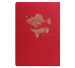 Flying Spirit Red carnet piqûre textile 14,8x21cm 96p ligné motifs assortis papier ivoire 90g - Rouge