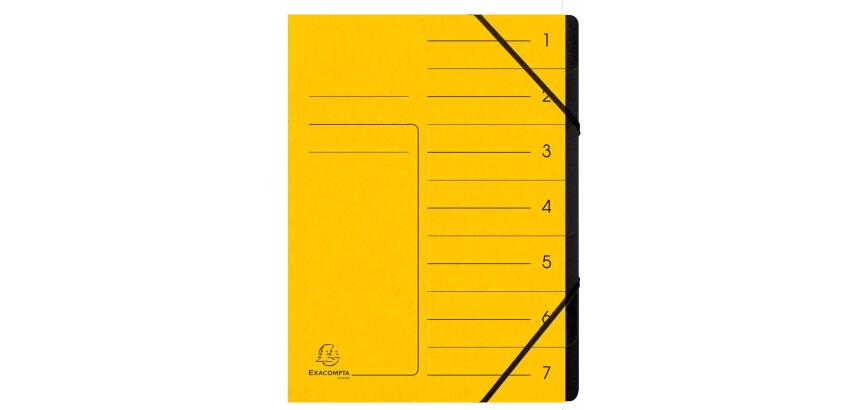 Stapled Multipart file with black elastic, 7 compartments, A4