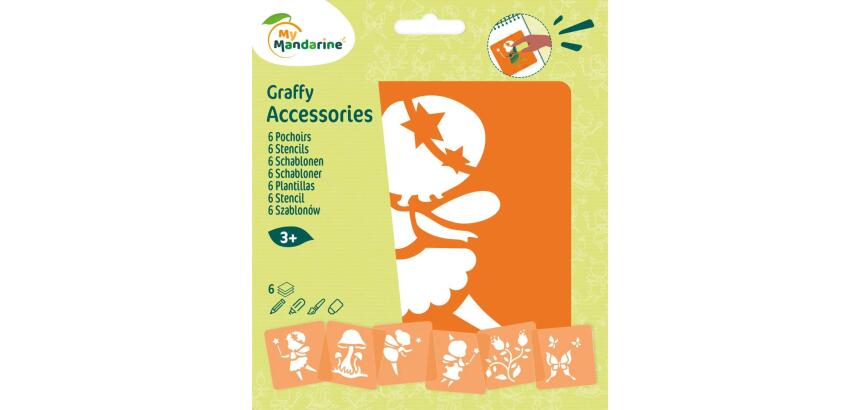 Set de 6 pochoirs enfants, Fées - Orange