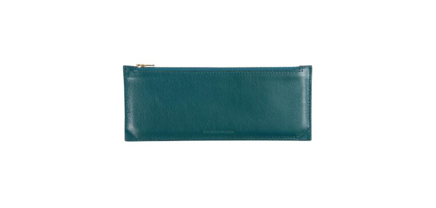 Trousse stylo en cuir, grand modèle - Vert émeraude