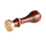 Sceau rond à vis (lettre anglaise) avec manche en bois vernis