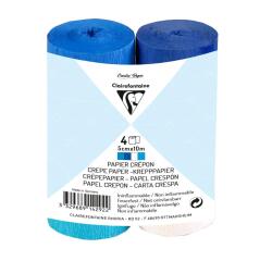 PAPIER CREPON IGNIFUGE, 4 bandes au format 5cmx10m - Assortiment bleu