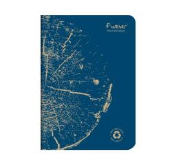 Carnet piqué FOREVER PREMIUM 100% recyclé A5 96 pages ligné papier recyclé blanc 90 g - Bleu cobalt