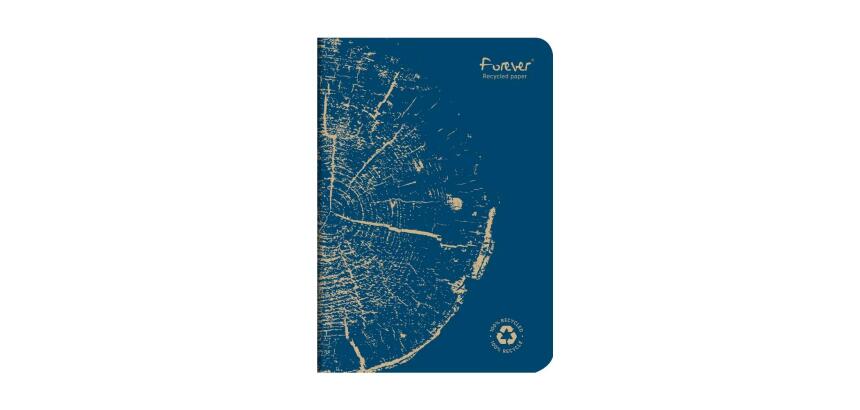 Carnet piqué FOREVER PREMIUM 100% recyclé A5 96 pages ligné papier recyclé blanc 90 g - Bleu cobalt