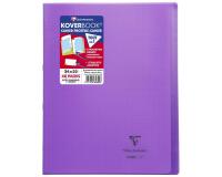Cahier piqué Koverbook 24x32 cm 48 pages petits carreaux + marge couverture polypropylène transparent - Violet