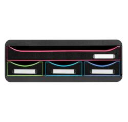 Módulo individual con 4 cajones con tope de seguridad y porta-etiquetas - 270x355x135 mm - Black Office