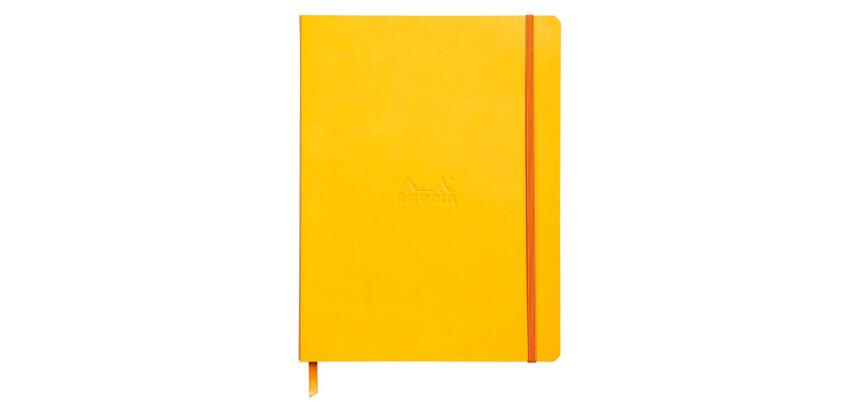 Rhodiarama carnet souple 19x25 cm 160 pages dot papier ivoire 90g fermeture élastique - Jonquille