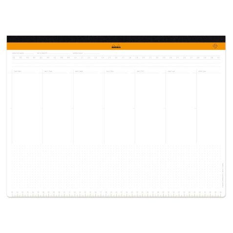 Rhodia sous-main semainier entoilé A3 (30,9x42 cm) 60 feuillets microperforés - Blanc