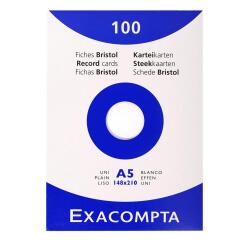 Confezione 100 cartoncini bristol - bianco senza righe senza perforazione 148x210mm - Bianco