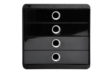 Cassettiera Pop-Box 4 cassetti Glossy - Nero/argento