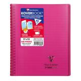 Cahier reliure intégrale enveloppante Koverbook 17x22cm 160 pages ligné + marge couverture polypropylène transparent - Rose