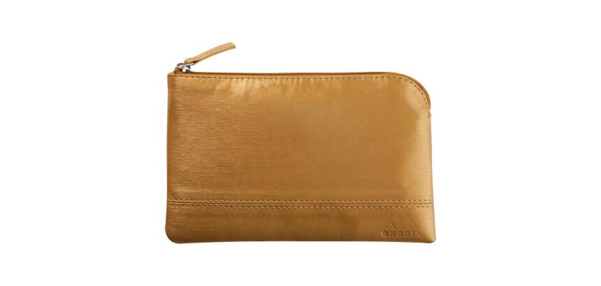Rhodiarama pochette zippée en simili cuir - taille S (11x17 cm) - Or