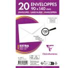 Paquet de 20 Enveloppes de Visite Blanches 90x140mm - Gommée - 120g/m2 - Blanc