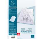 Sachet de 10 pochettes coin polypropylène rigide haute résistance 20/100e - A3 vertical - Cristal