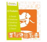 Set de 6 pochoirs enfants, Sirènes et créatures marines - Orange