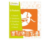 Set de 6 pochoirs enfants, Sirènes et créatures marines - Orange