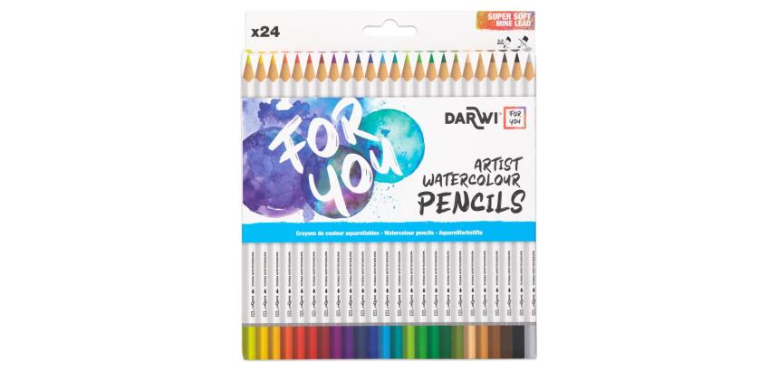 Darwi For You boite de 24 crayons de couleur aquarellables - Assortiment