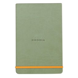 Rhodiarama Webnotepad rembordé rigide A5 192 pages ligné microperforé papier ivoire 90g fermeture élastique - Céladon