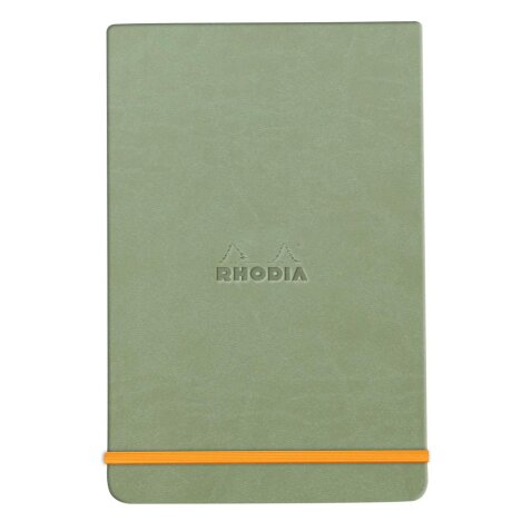 Rhodiarama Webnotepad rembordé rigide A5 192 pages ligné microperforé papier ivoire 90g fermeture élastique - Céladon