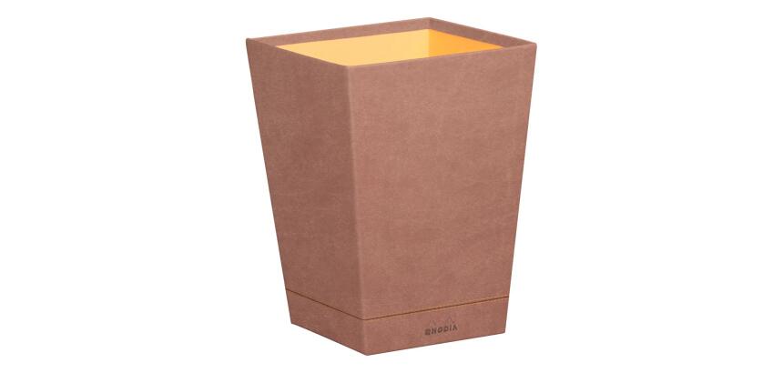 Rhodiarama corbeille à papier simili cuir italien 27x27x32 cm - Bois de rose