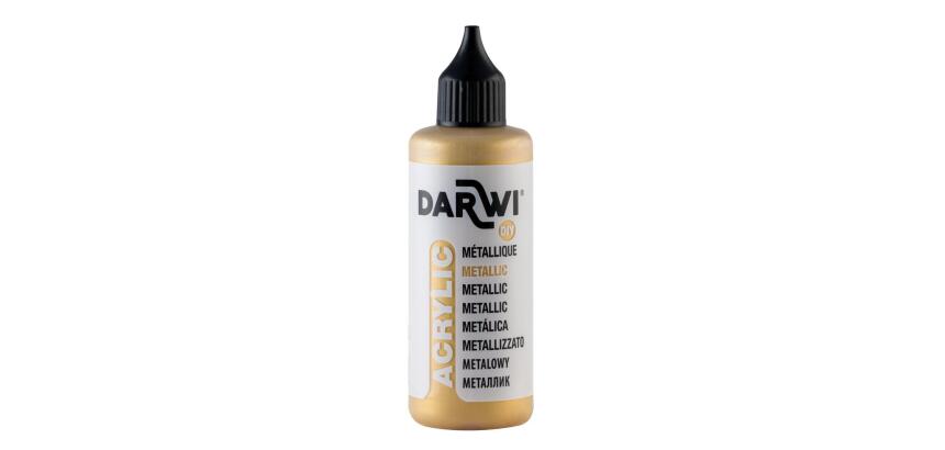 Darwi Flacon de 80 ml de Peinture Acrylique Universelle Métallique - Or