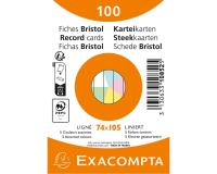 Paquete de 100 fichas retractiladas - Bristol sin perforar forradas 74x105mm - Colores surtidos