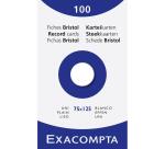 Estuche Exacompta de 100 fichas Exacompta cartulina Bristol - liso sin taladro 75x125mm - Blanco