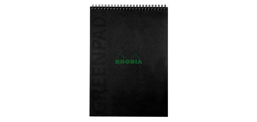 Greenpad bloc à reliure intégrale recyclé et recyclable en carte souple 350 g/m2 - A4+ 22,5x29,7 cm 80 feuillets Ligné - Papier Clairefontaine recyclé 90 g/m2 - Noir - New - Noir