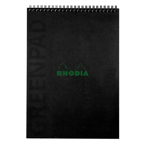Greenpad bloc à reliure intégrale recyclé et recyclable en carte souple 350 g/m2 - A4+ 22,5x29,7 cm 80 feuillets Ligné - Papier Clairefontaine recyclé 90 g/m2 - Noir - New - Noir
