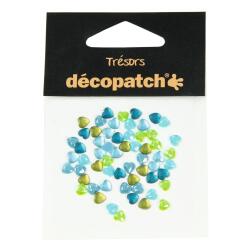 Sachet 60 coeurs 0,5cm - bleu/vert - Bleu