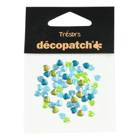 Sachet 60 coeurs 0,5cm - bleu/vert - Bleu