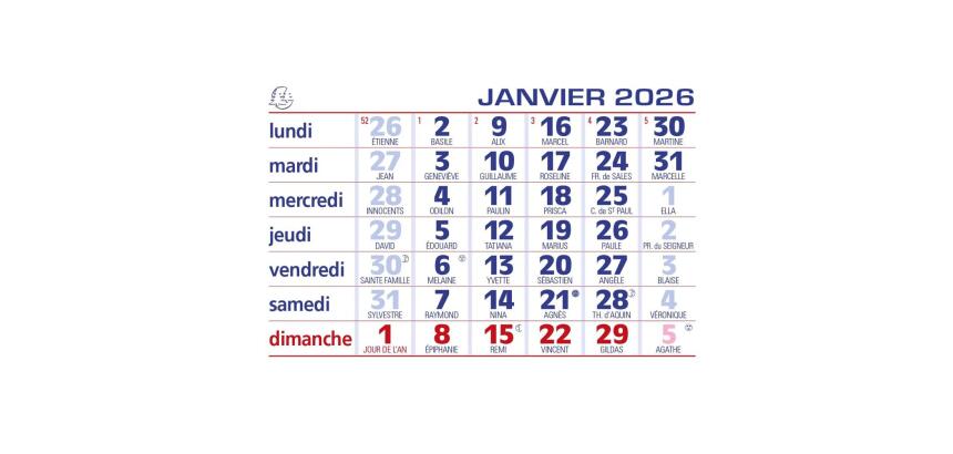 Recharge de feuillets mensuels 10,8 x 6,4 cm pour chevalet cartonné 13,5 x 10,5 cm 2026 - neutre