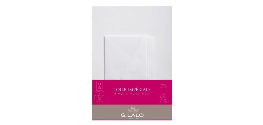 Ensemble Toile Impériale 10 feuilles A4 et 5 enveloppes DL - Blanc