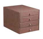 Rhodiarama trieur 4 tiroirs simili cuir italien 24,8x32,7x22,8 cm - Chocolat