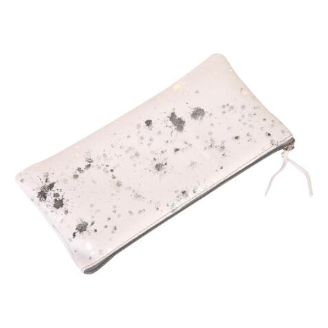COSMICUIR DAIM Trousse plate 22x11cm - Argent