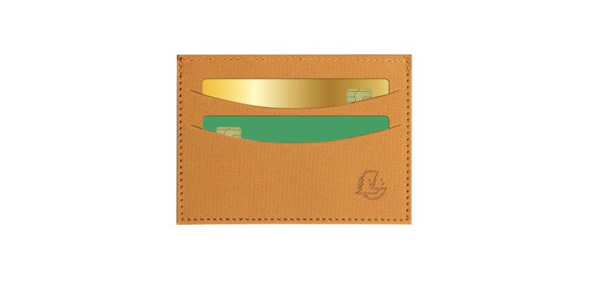 Porte-cartes horizontal avec poches centrales Denim - Moutarde