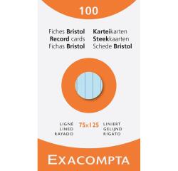 Fichas de cartulina bristol 205 g/m2 - Rayado - 75x125 mm - Colores surtidos